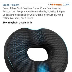 Donut Seat Cushion Pillow in Black with Blue Accent